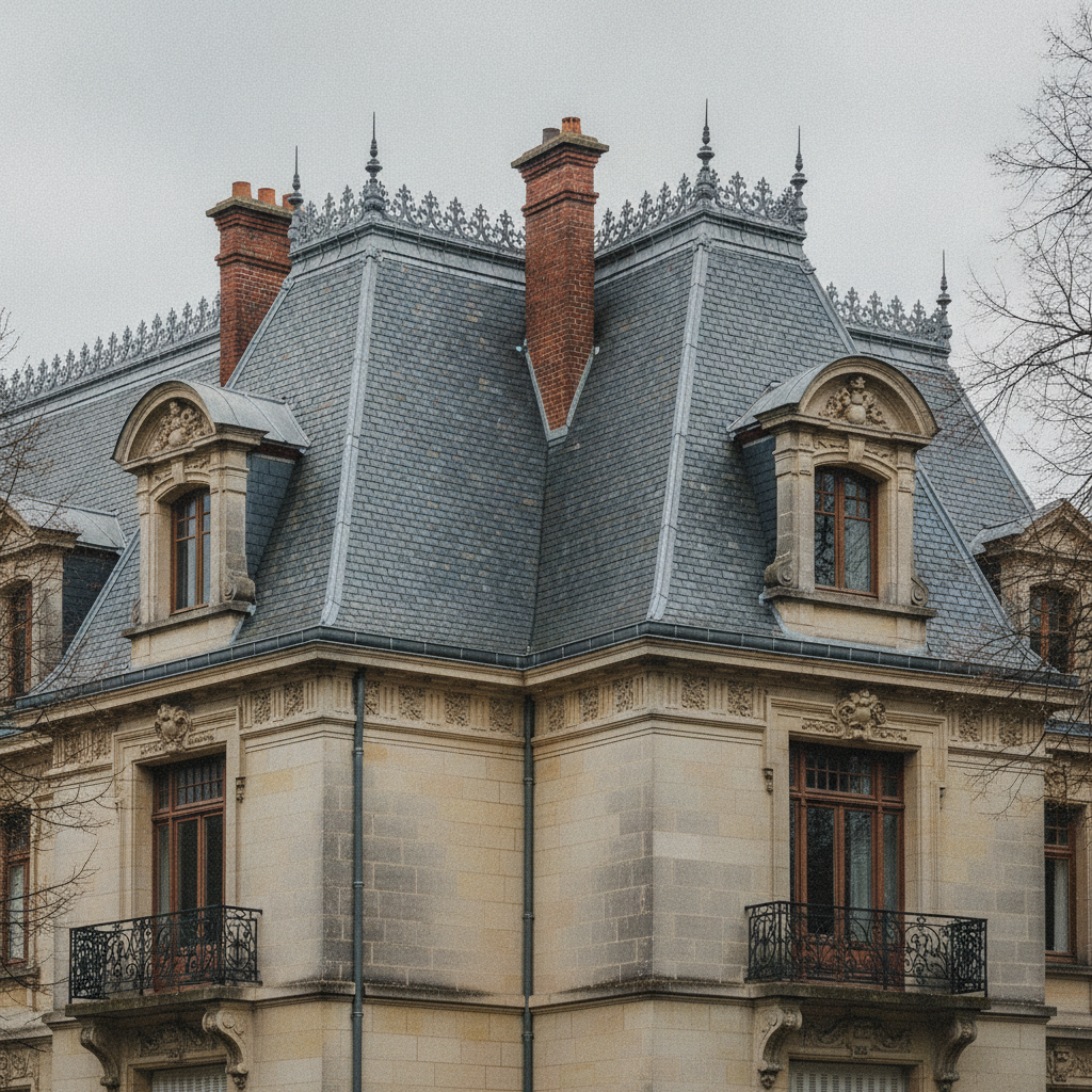 Toiture en ardoise naturelle rénovée sur une maison bourgeoise à Douai