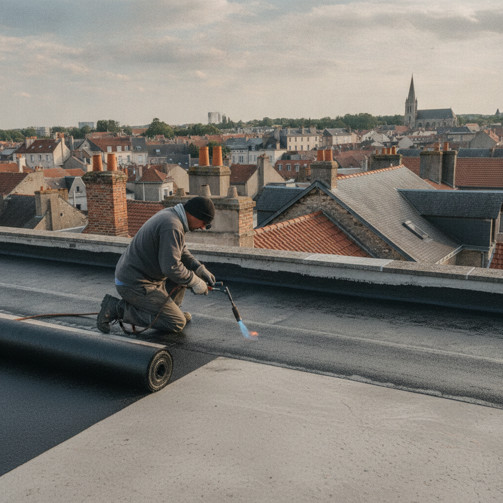 Pose d'une membrane d'étanchéité EPDM sur un toit-terrasse à Lille